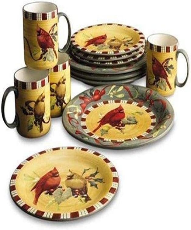 Lenox Winter Greetings Everyday Cardinal 12-Piece Dinnerware Set, Service for 4