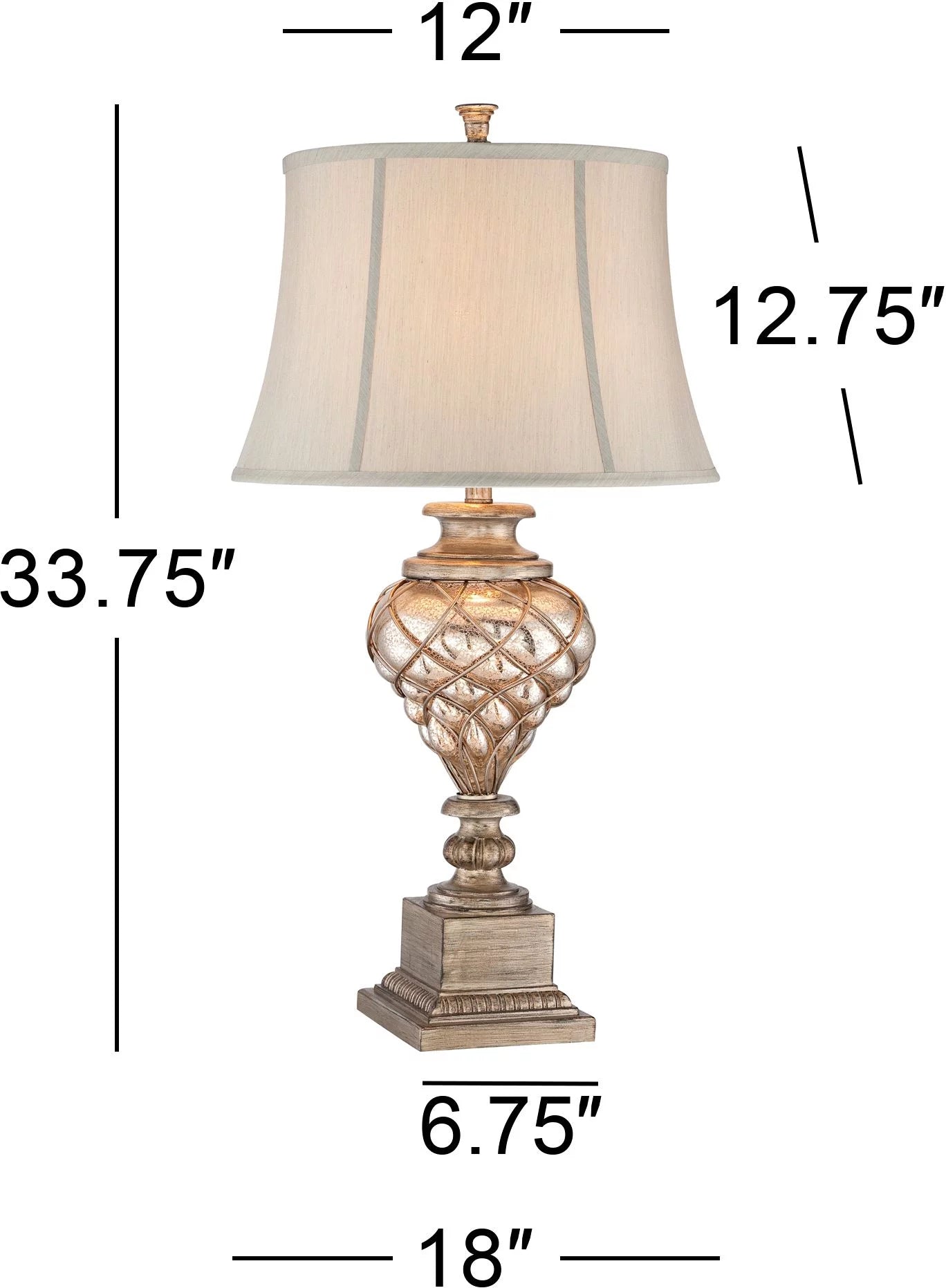 Barnes and Ivy Luke 33 3/4" Tall Traditional End Table Lamps Set of 2, Gold Silver Finish N5546
