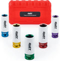 Orion Motor Tech Impact Socket Tool Set, 5 Piece 15 17 19 21 22 mm Sockets for 1/2 Inch Drive, Non-Marring Protective Wheel Lug Nut Impact Socket Set