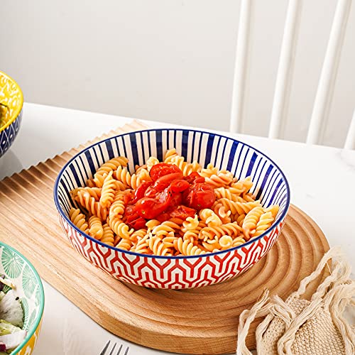 Selamica Ceramic 30 oz Pasta Bowls Set of 4, Vintage Blue M5121