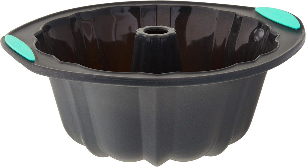 Trudeau 05115204M Structured Silicone Fluted Bundt pan, 8 1/2 cup, Grey & Mint