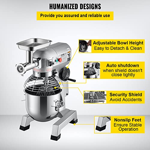 VEVOR Commercial Food Mixer 8.5Qt 450W with Stainless Steel Bowl O794