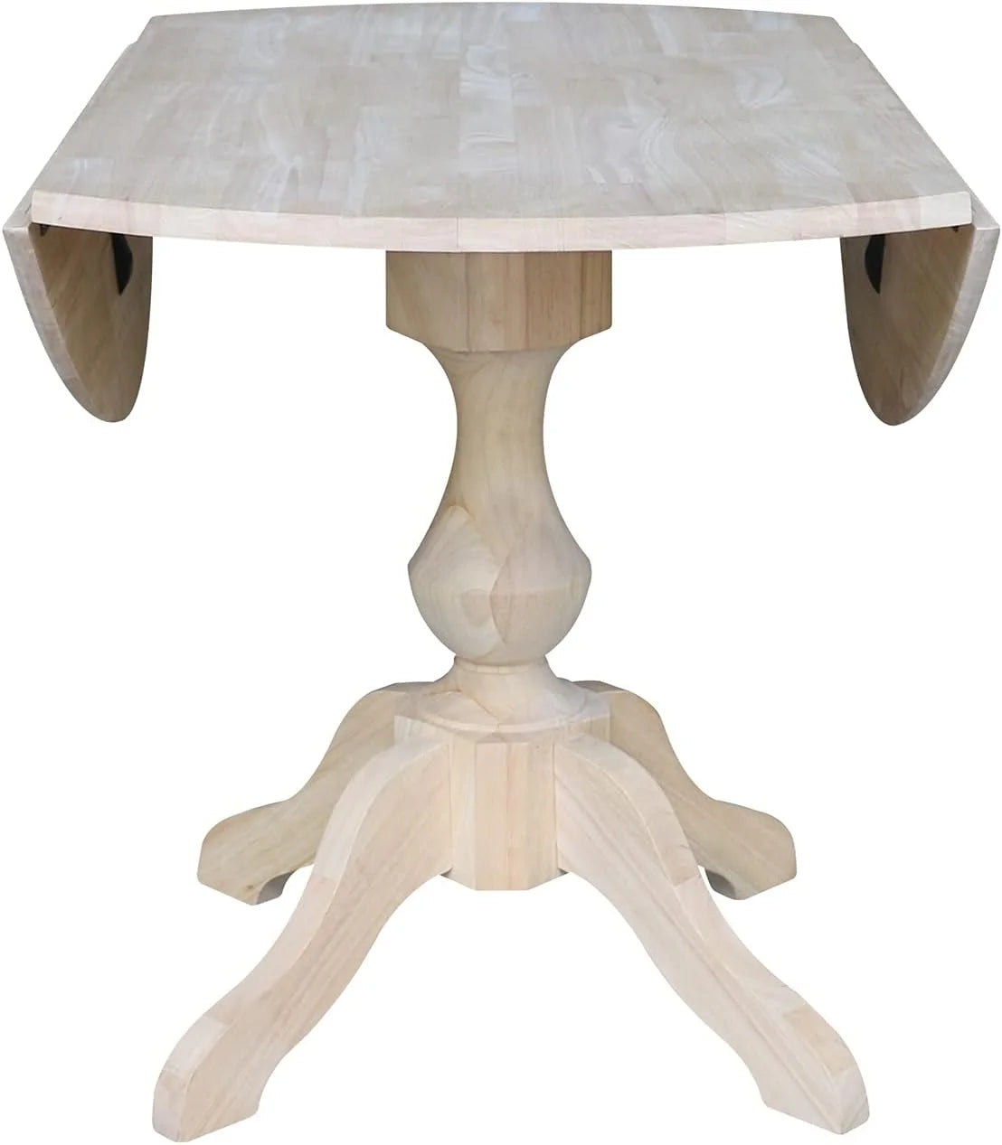 Round Dual Drop Leaf Pedestal Dining Table, Unfinished X20489