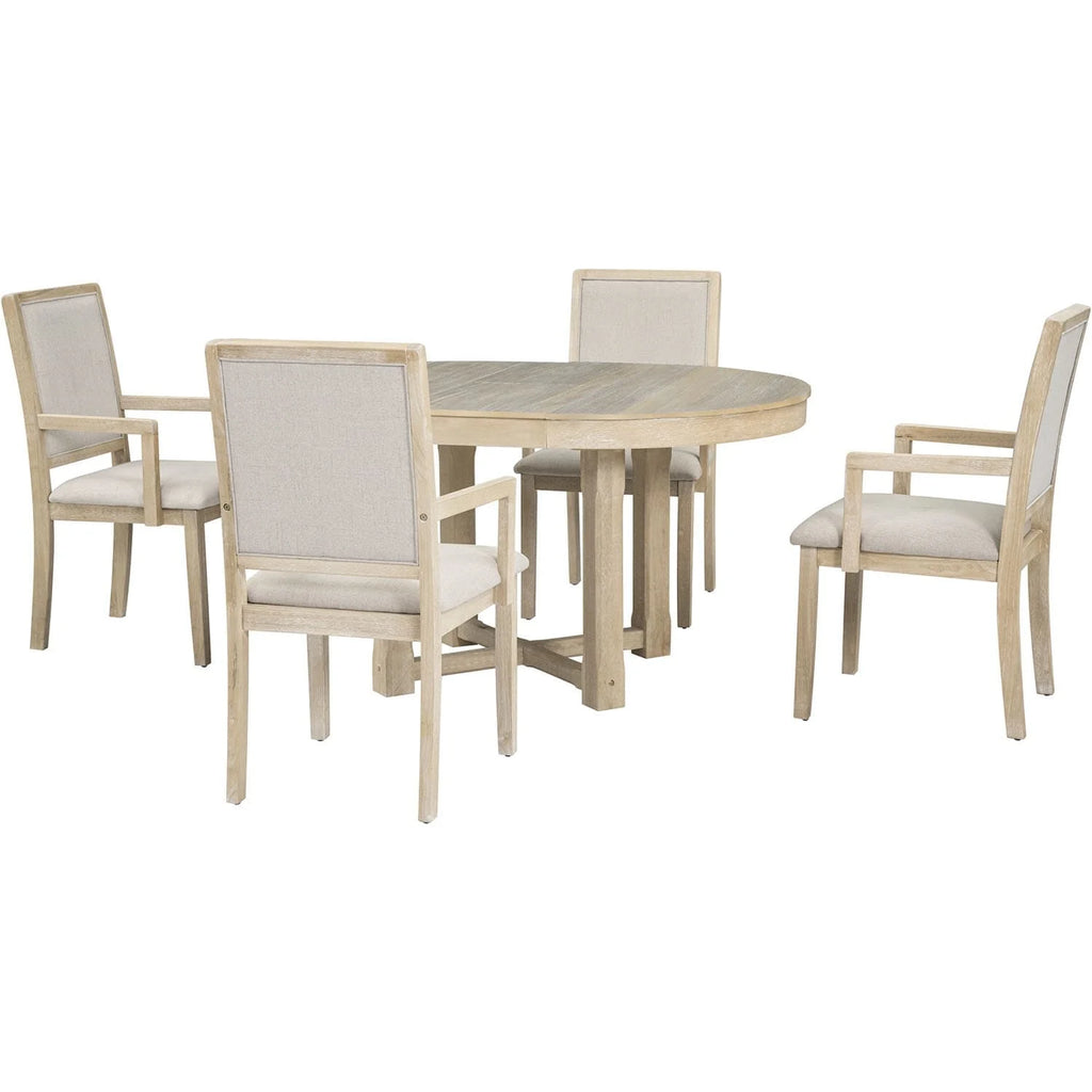 5-Piece Extendable Wood Dining Table Set A262