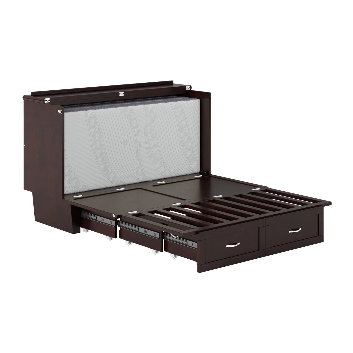 AFI Chelsea Queen Solid Wood Murphy Bed Chest with Mattress Espresso I253004