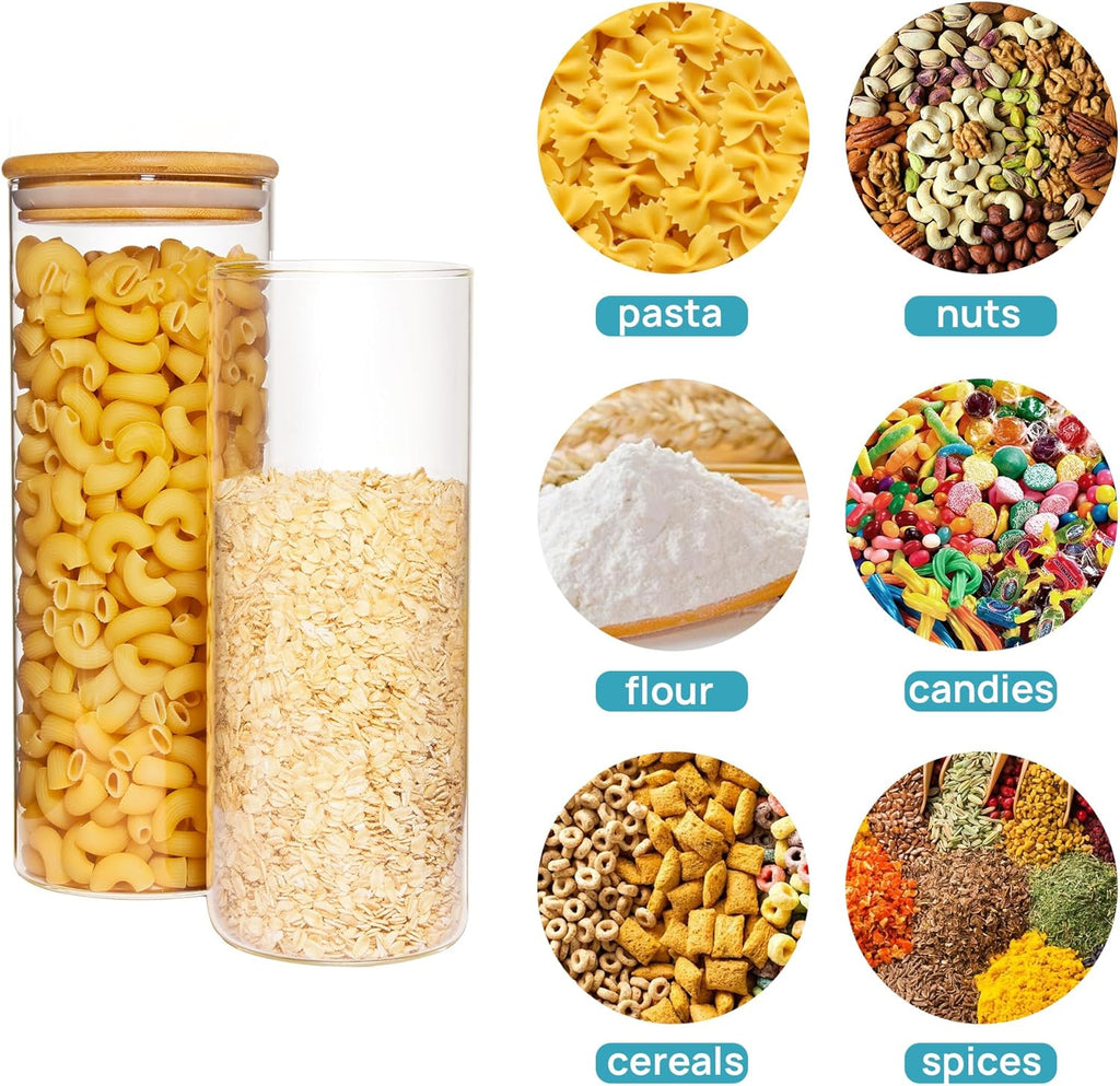 Vtopmart 8 Pack 30oz Glass Food Storage Jars with Airtight Bamboo Lids X269
