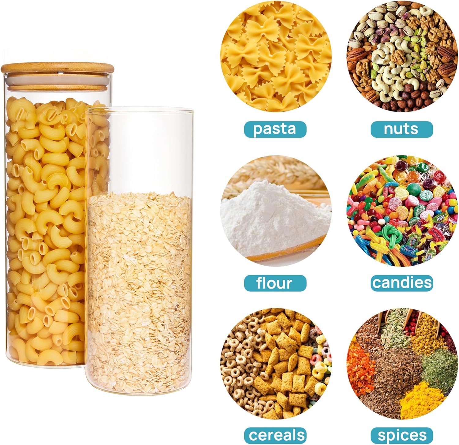 Vtopmart 8 Pack 30oz Glass Food Storage Jars with Airtight Bamboo Lids X269