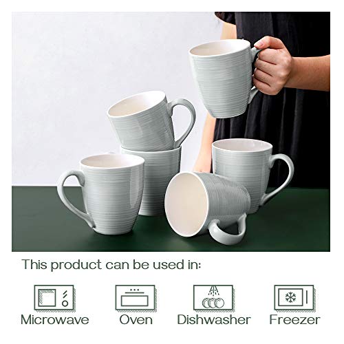 DOWAN Coffee Mugs Set of 6, 17 Oz Ceramic Cups with Handle, White W20665