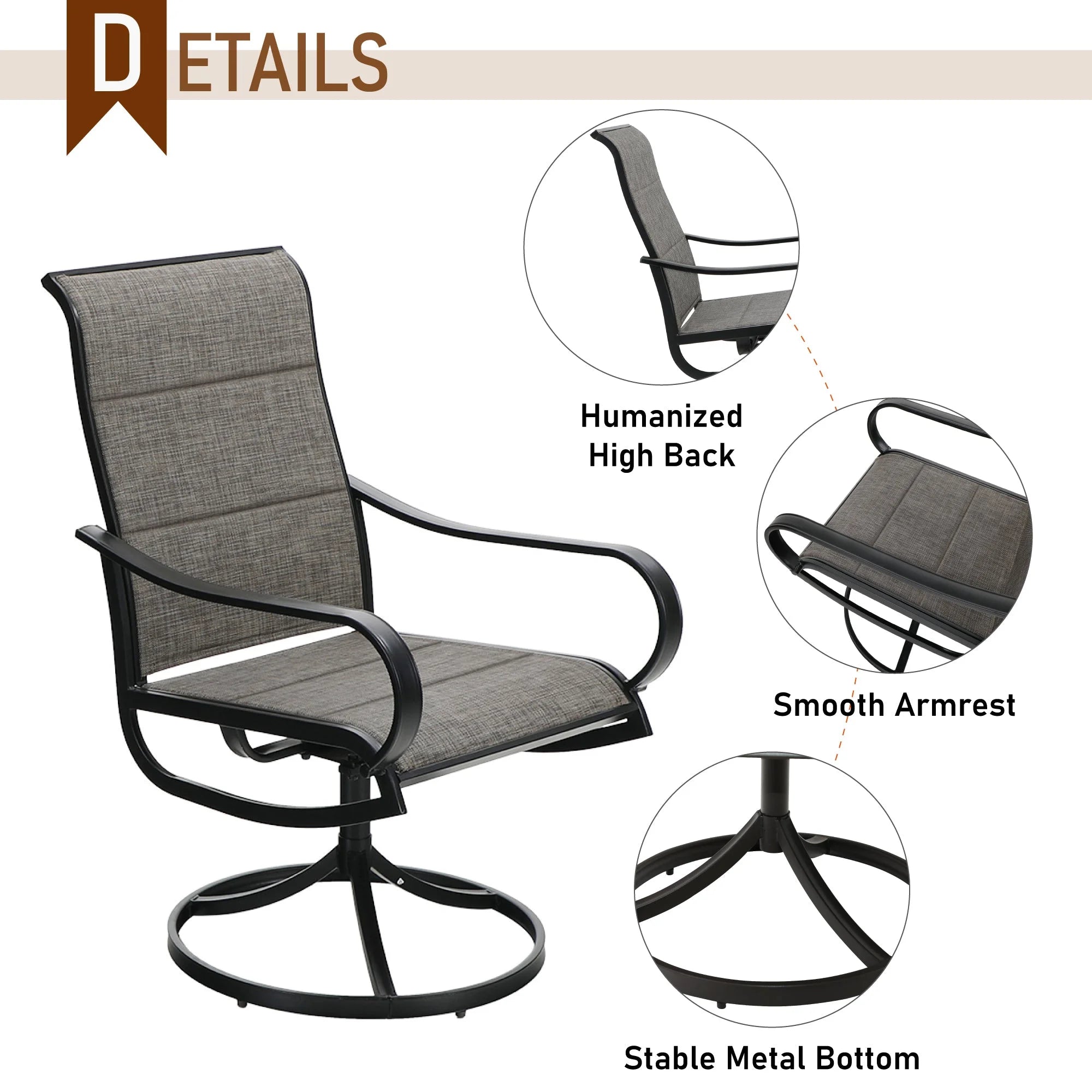 Sophia & William 9 Piece Outdoor Metal Patio Dining Set with Swivel Chairs D233402