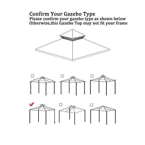 Gazebo Replacement Top 10x10 FT, 2 Tier Canopy Cover with Air Vent, Beige N878