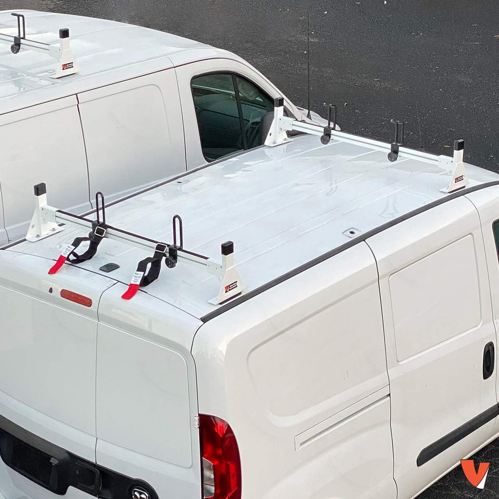 Vantech H1 2 Bar Steel Ladder Roof Rack for RAM ProMaster City 2015-On, White O286446
