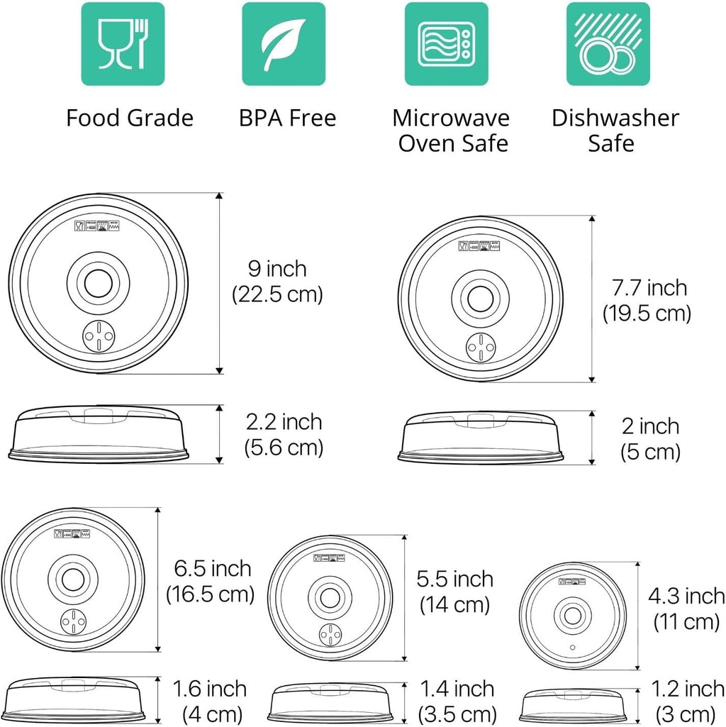 Flexzion Microwave Food Splatter Guard Cover (Set of 5, Green) P847541
