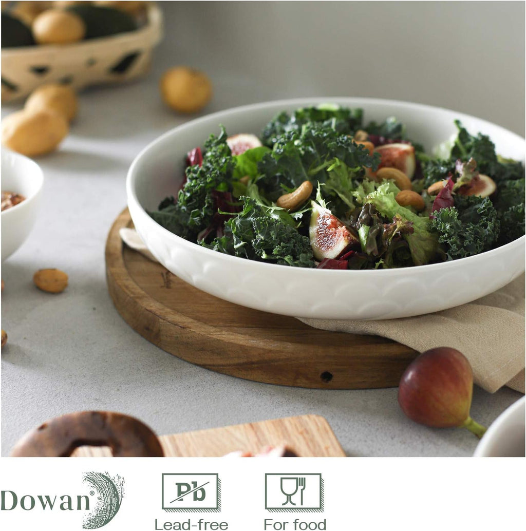 DOWAN Pasta Bowls 54 oz White Ceramic Salad Bowl Set of 4 W31719