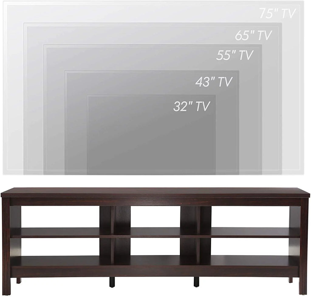 TV Stand for TVs up to 75 Inches with 6 Cubby, Brown D553456