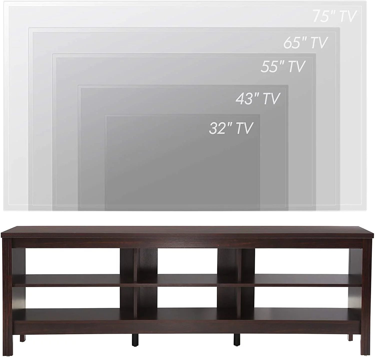 TV Stand for TVs up to 75 Inches with 6 Cubby, Brown D553456
