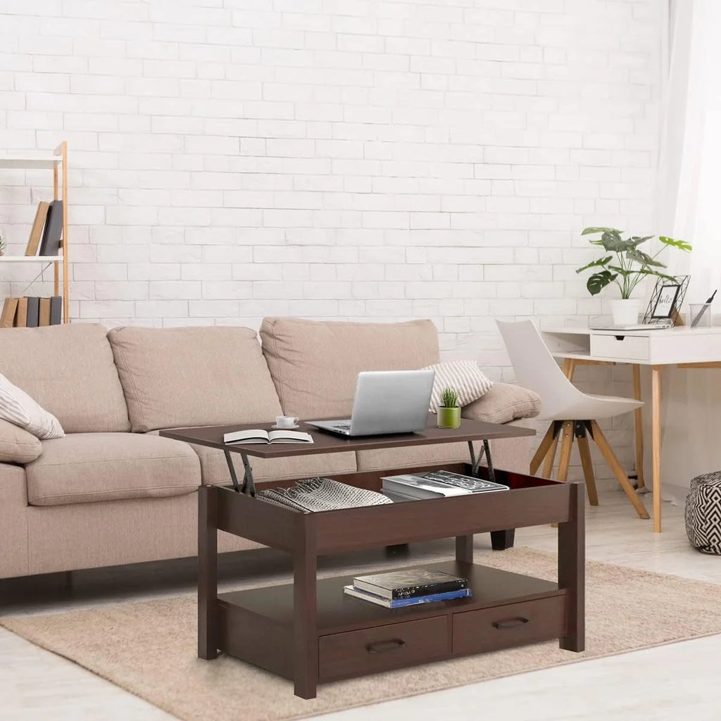 Lift Top Coffee Table with Hidden Compartment Espresso U57693