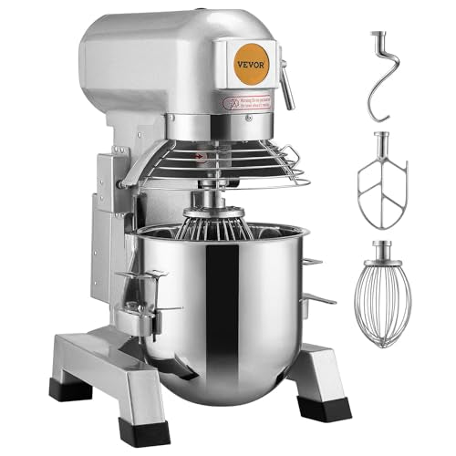 VEVOR Commercial Food Mixer 10Qt Stainless Steel Bowl, 450W 3 Speeds R82048
