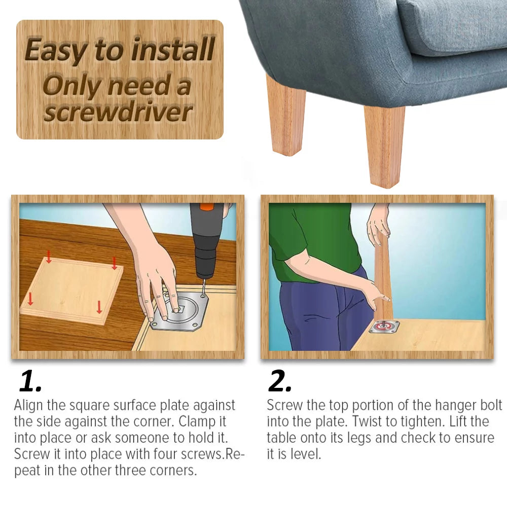 Willstar Height Sofa Legs Set of 4 Solid Wood Replacement Furniture Legs A925692
