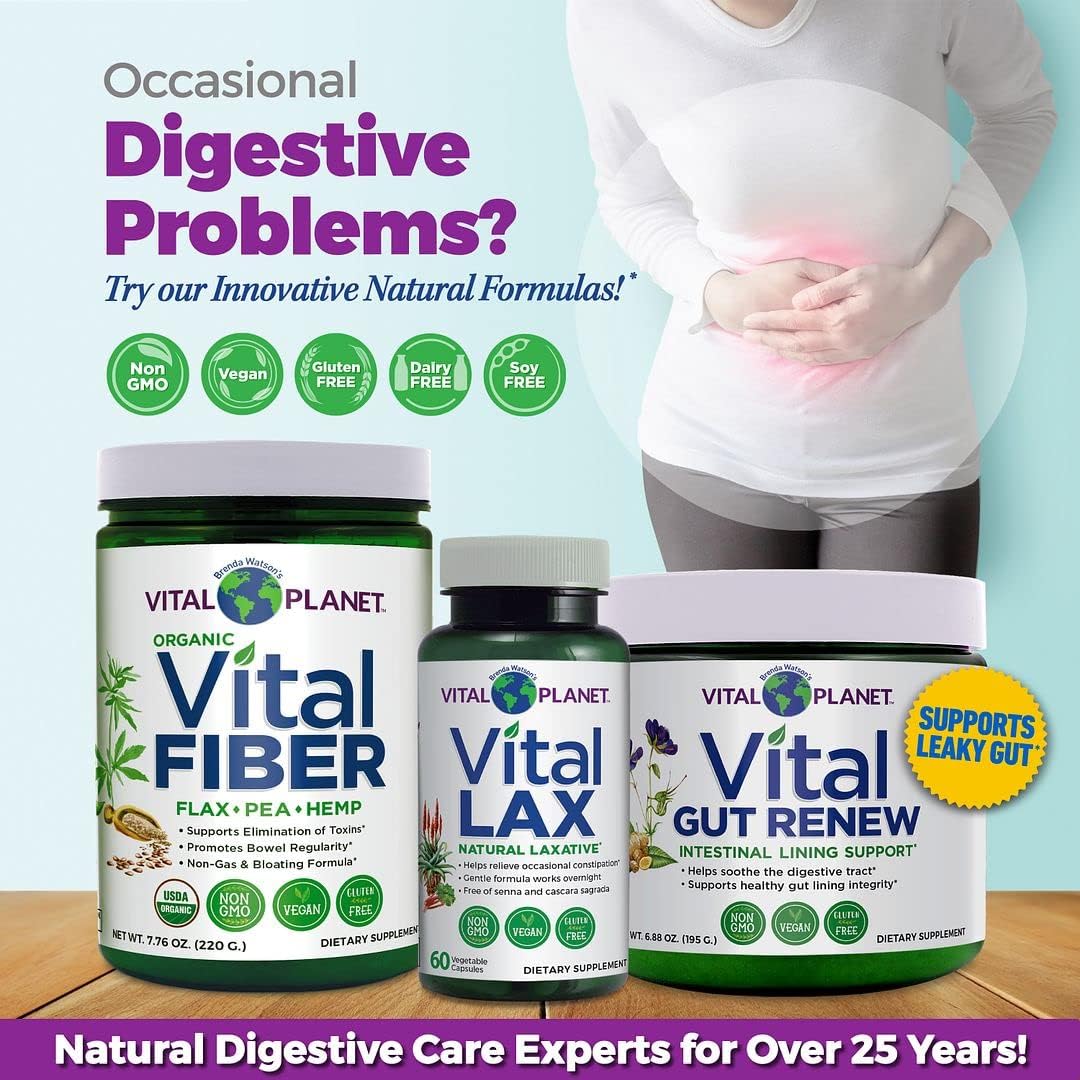 Vital Planet Vital Fiber Powder Organic Supplement with Flax, Pea and Hemp, 7.76 oz U37306