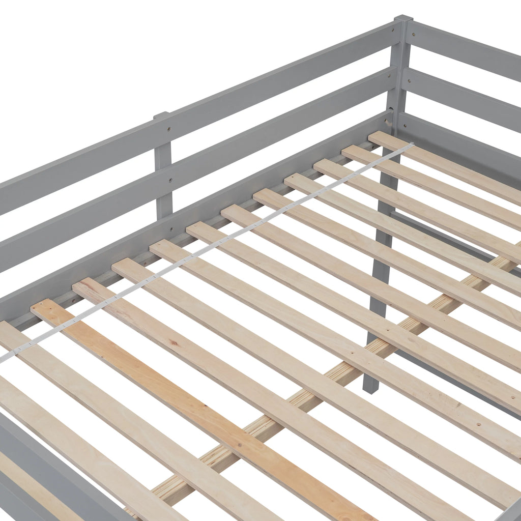 Bellemave Full Wood Loft Bed with Safety Rail and Ladder, Gray F137