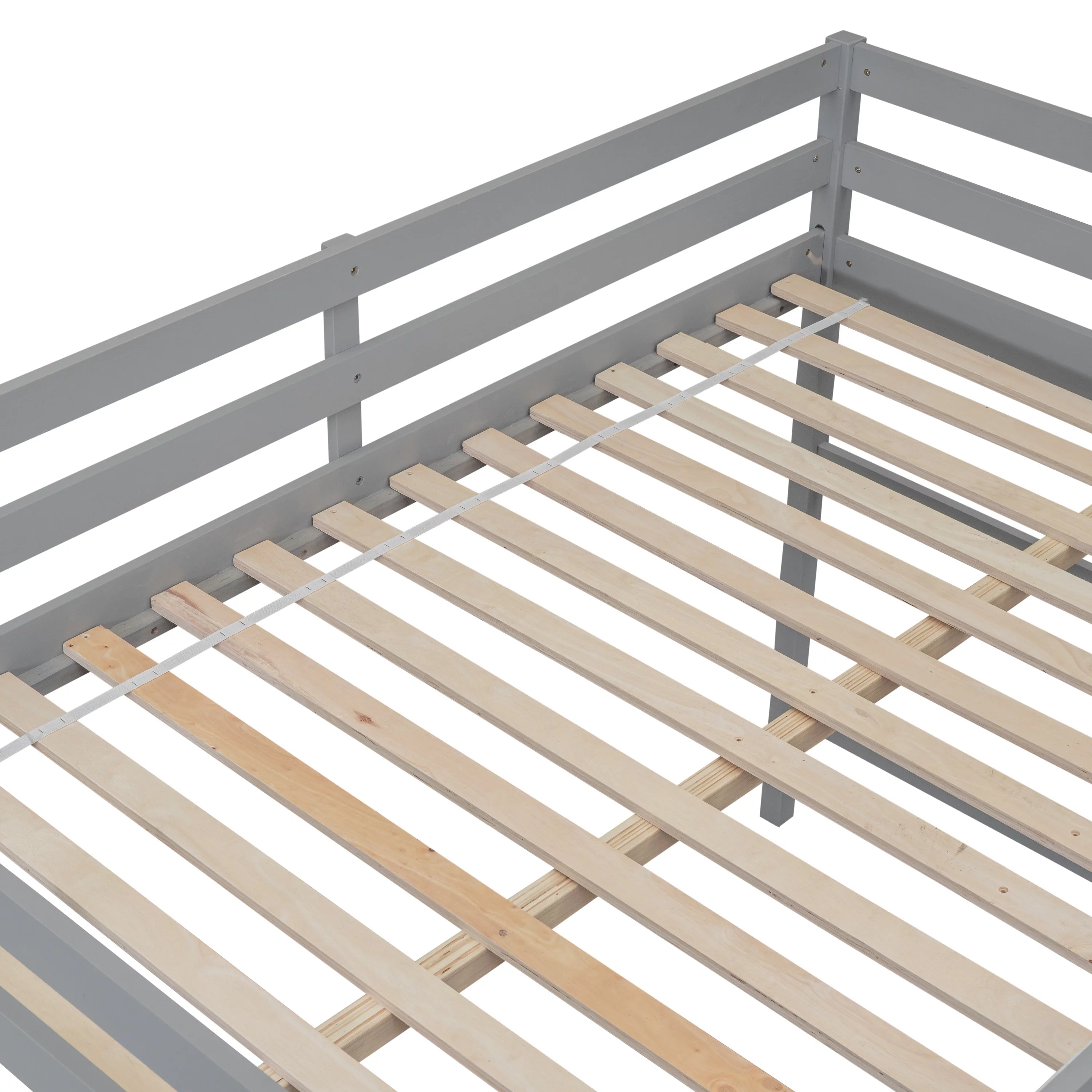 Bellemave Full Wood Loft Bed with Safety Rail and Ladder, Gray F137