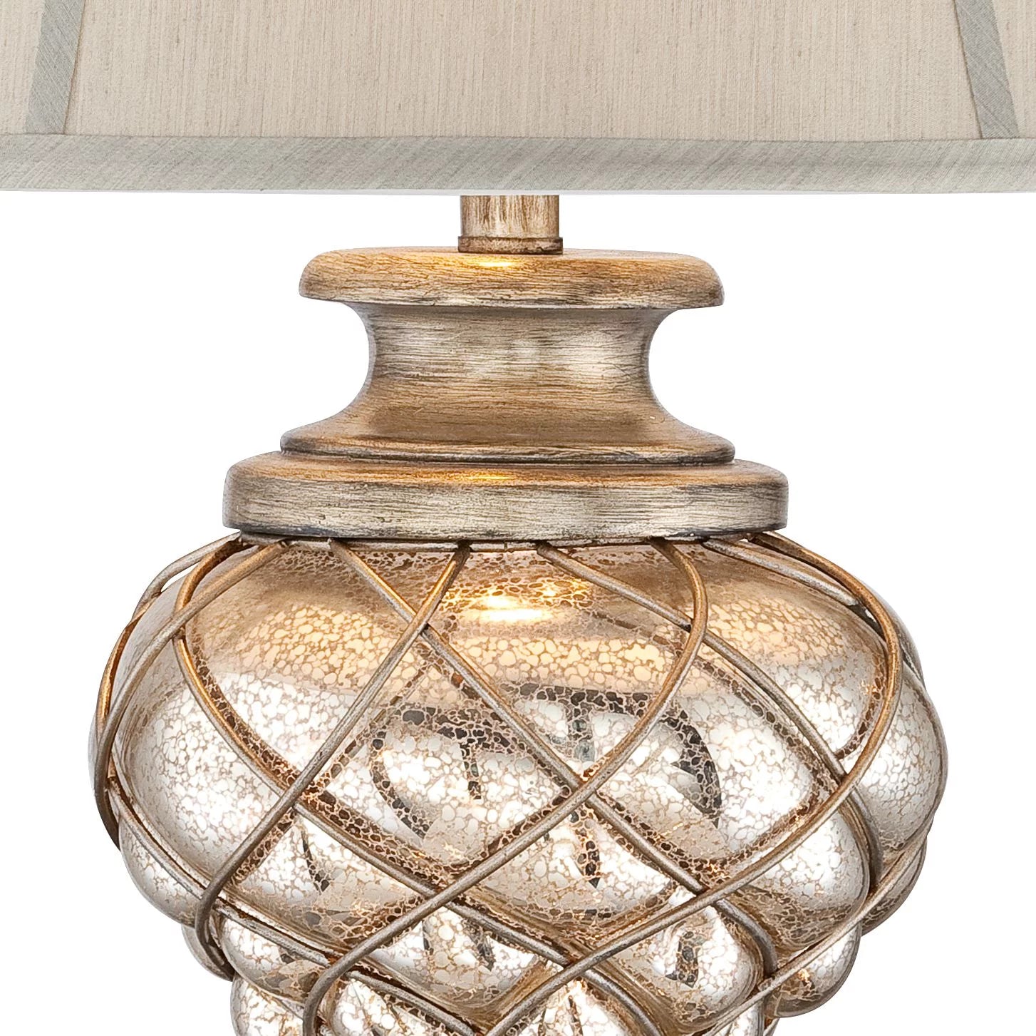 Barnes and Ivy Luke 33 3/4" Tall Traditional End Table Lamps Set of 2, Gold Silver Finish N5546