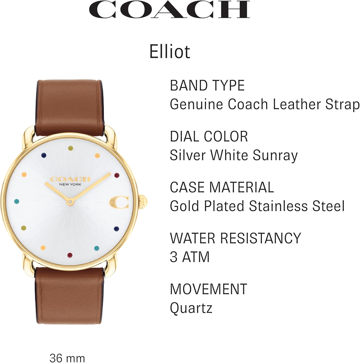 Coach Elliot Women's Watch Water Resistant 14504206 R628