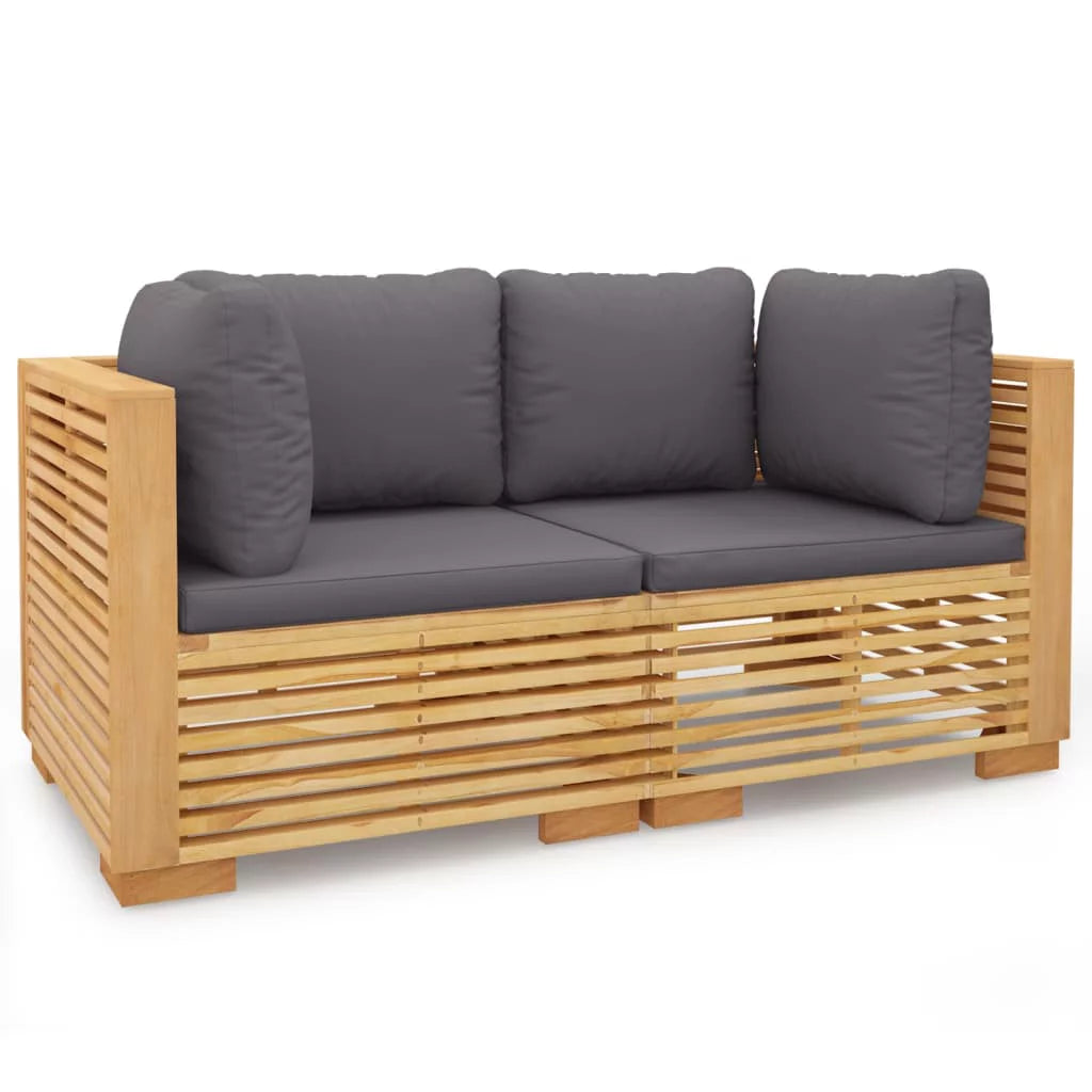 Walmeck Patio Corner Sofa with Cushions Solid Wood Teak Y474
