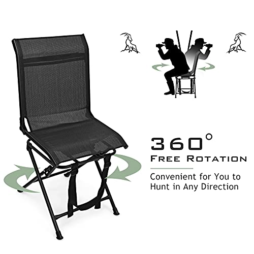 GYMAX Hunting Chair 360 Degree Swivel Folding Blind Chair with Carry Handle P607