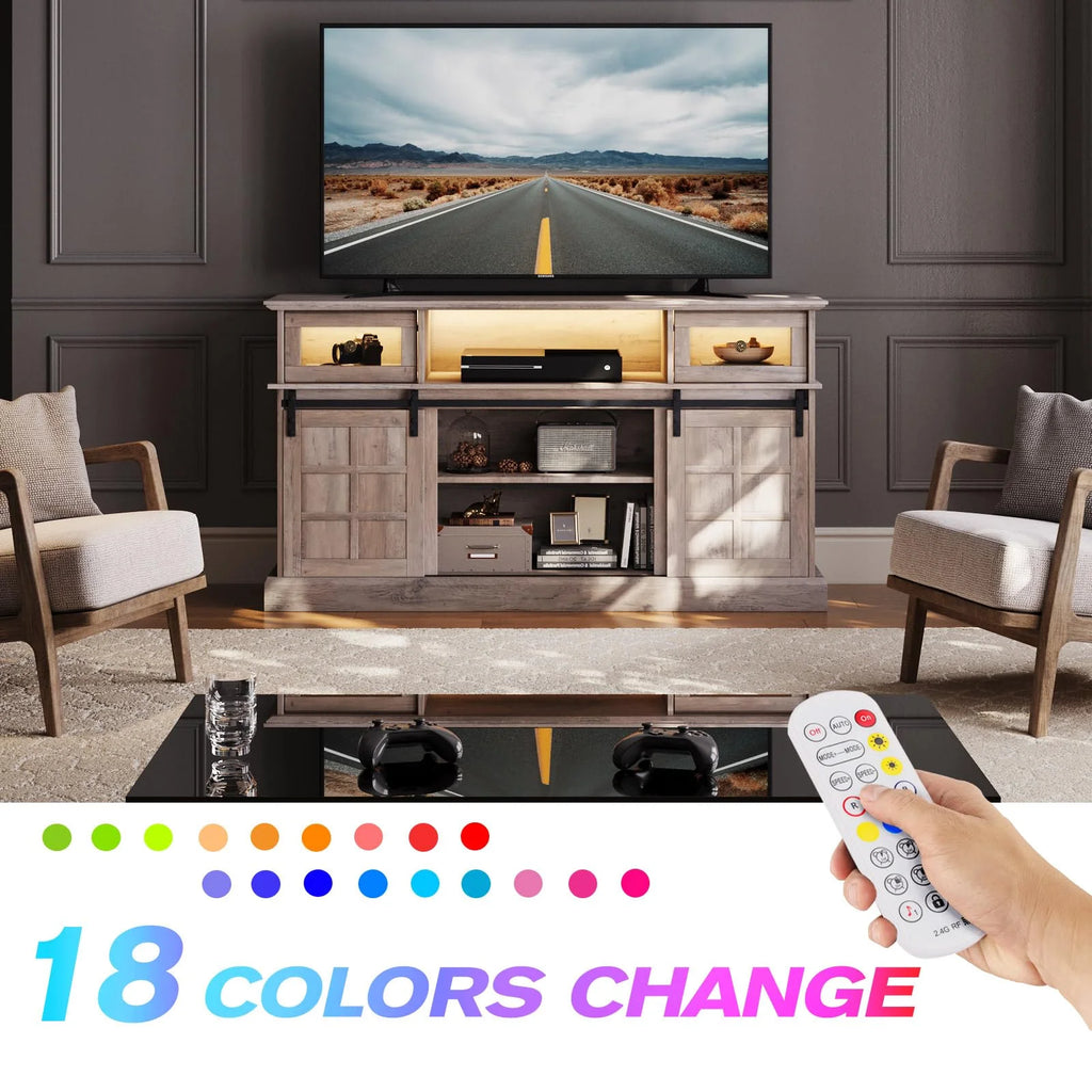 LGHM TV Stand with LED Lights for TVs Up to 65", Gray G984
