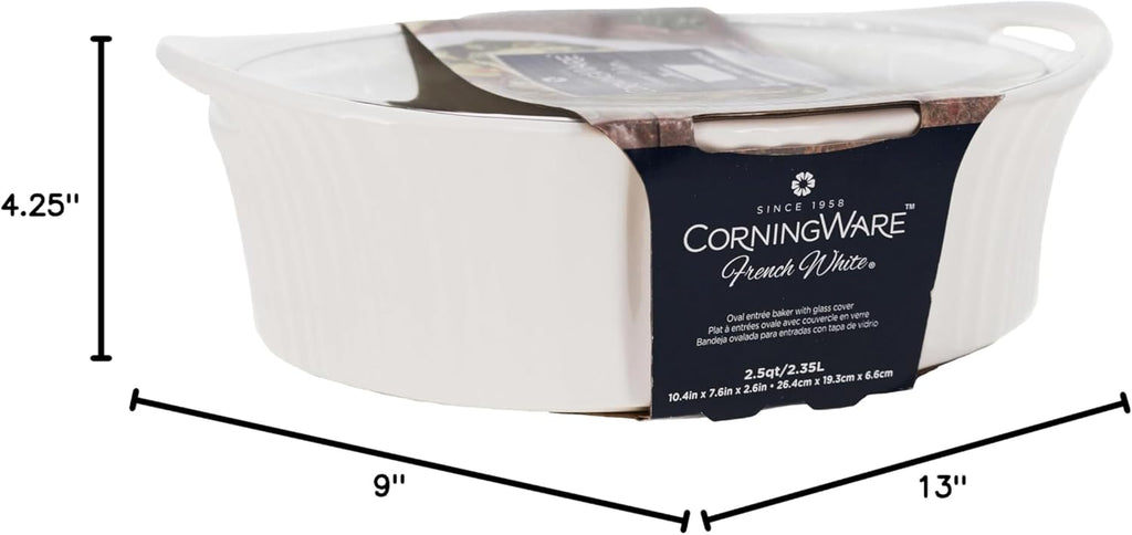 CorningWare French White 2.5-quart Oval Casserole with Glass Lid X3407