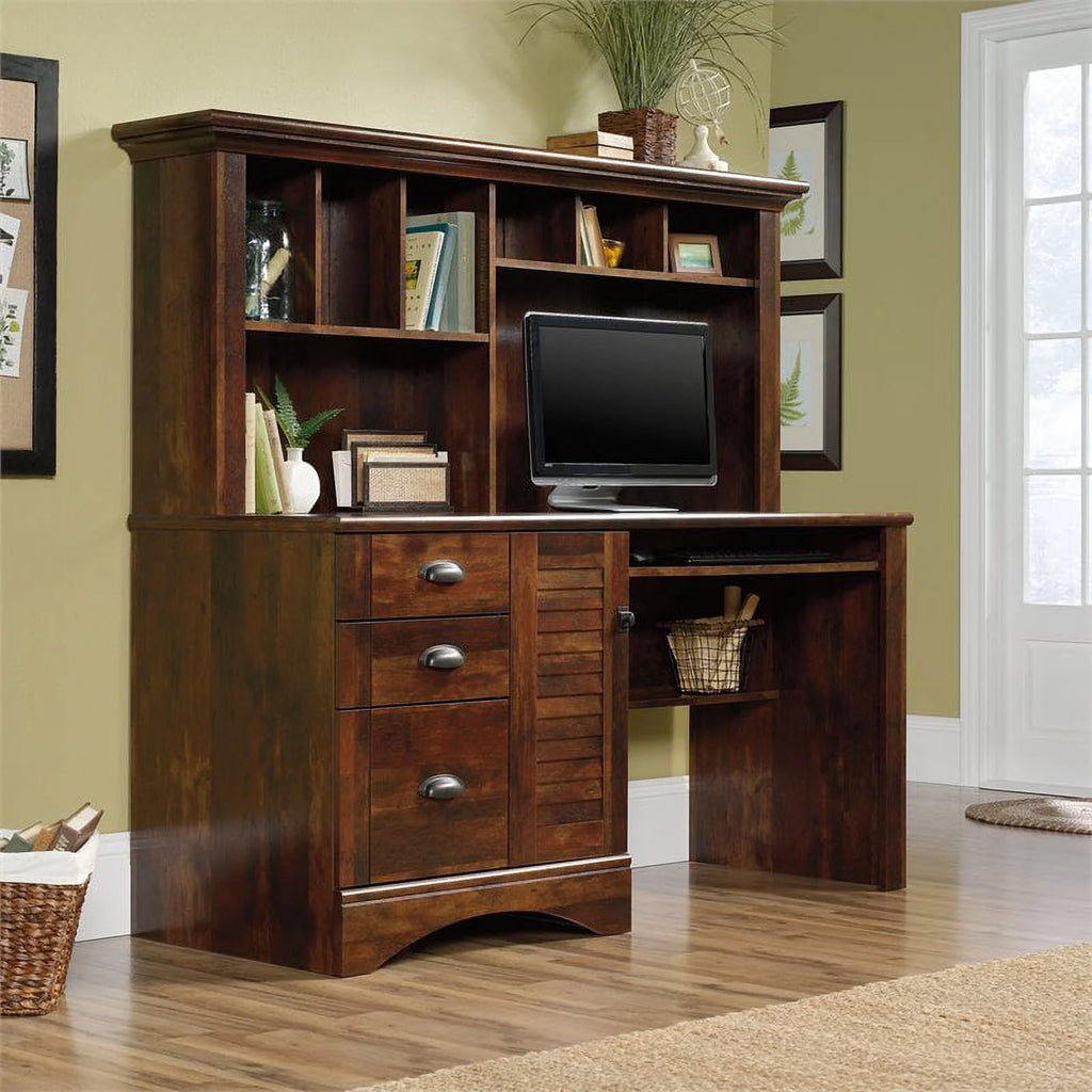 Pemberly Row Computer Desk with Hutch, Curado Cherry J48760