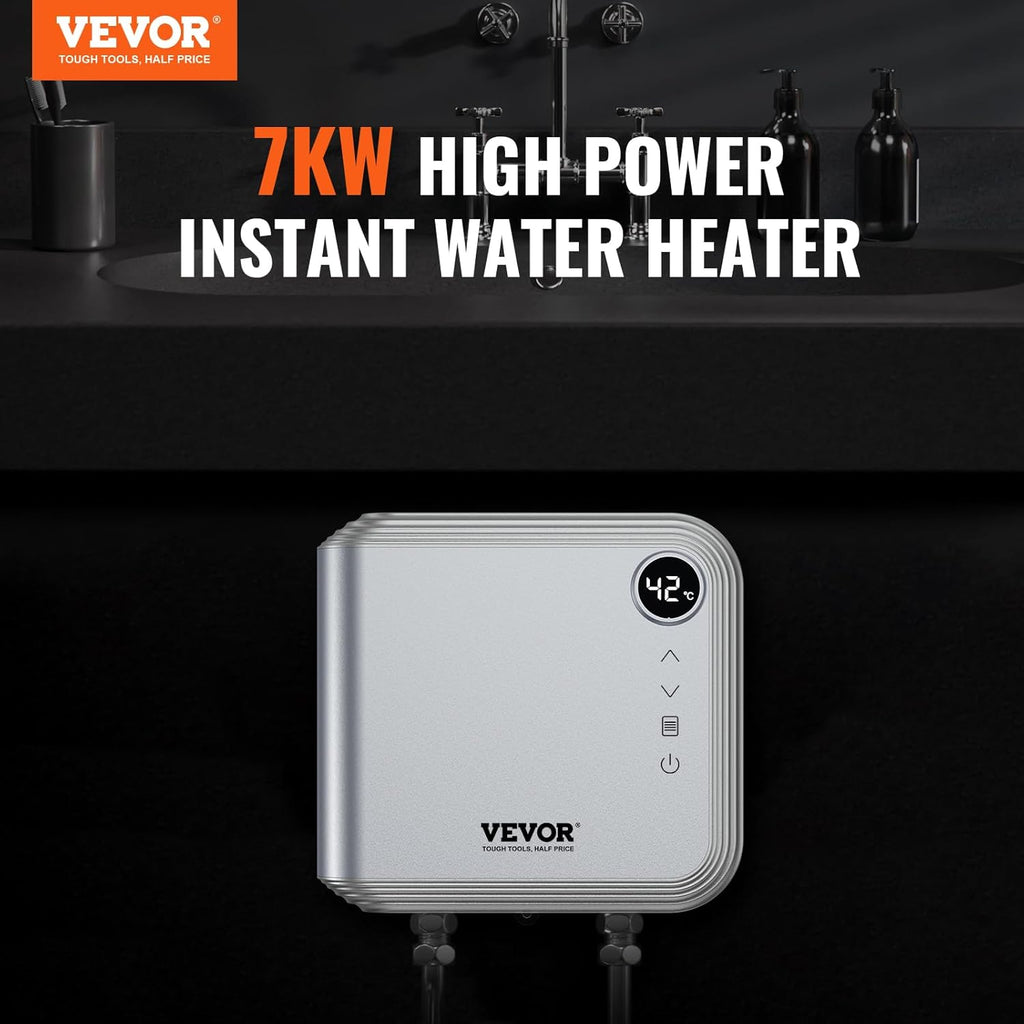 VEVOR Tankless Water Heater Electric 7kW, Digital Display, Under Sink Instant Boiler R28578