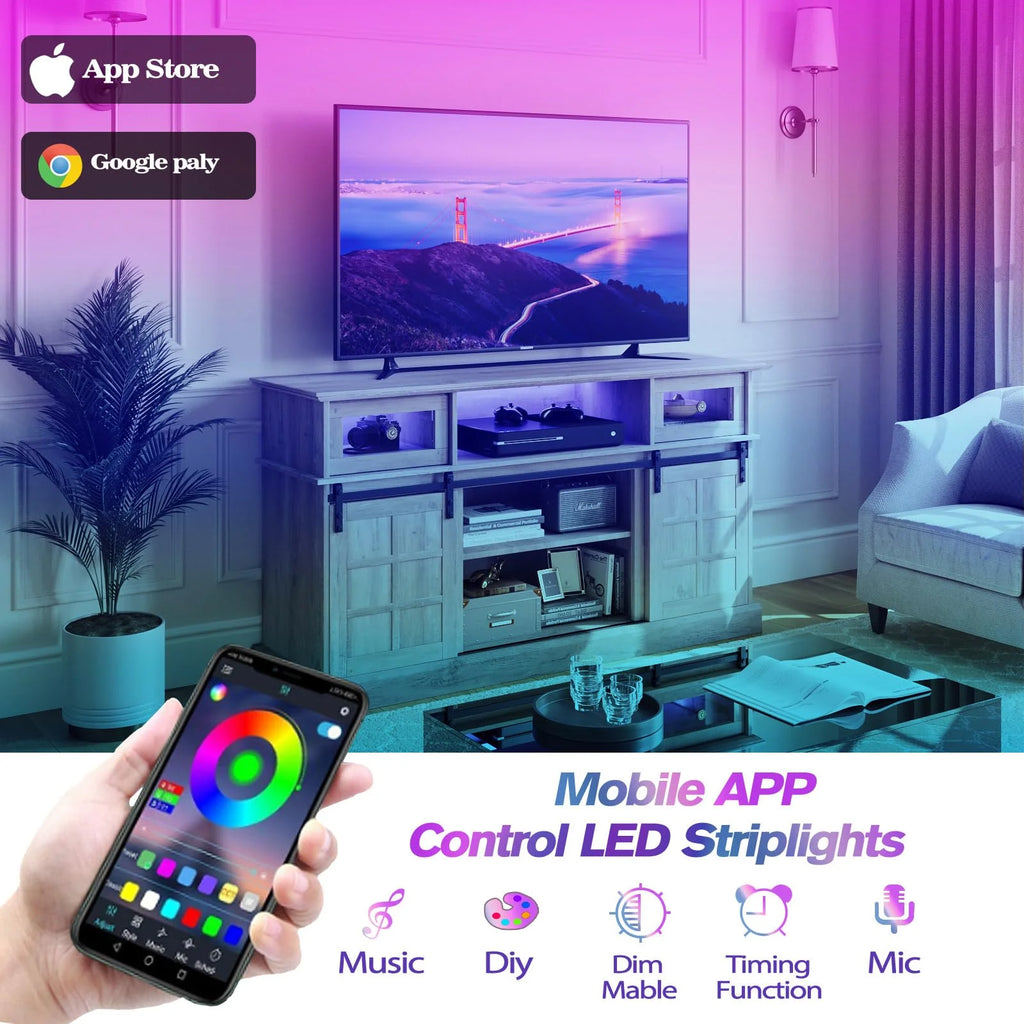 LGHM TV Stand with LED Lights for TVs Up to 65", Gray G984