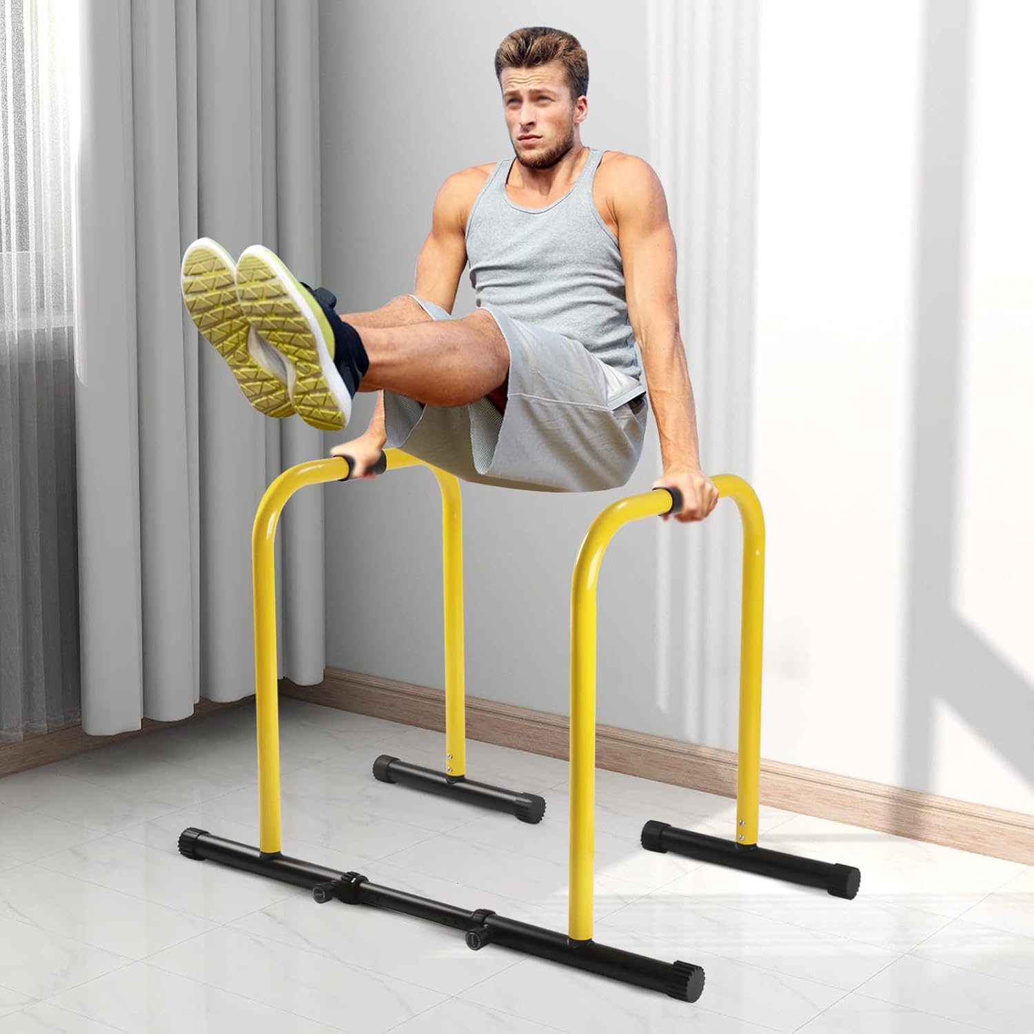 Adjustable Dip Station for Home Gym, Triceps Dips & Push-Ups, 400 lbs Capacity H4220