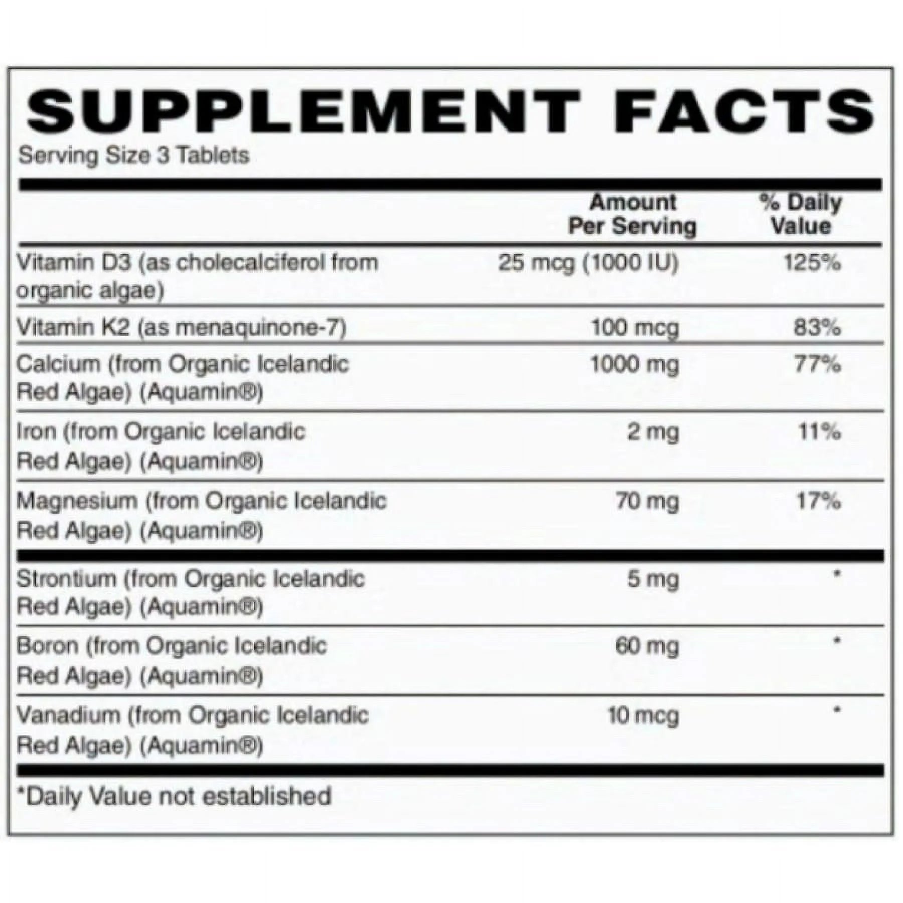 BariatricPal Algae Based Calcium 1000 mg Tablets with Magnesium, D3 & K2, Vegan, 90 Count Y349