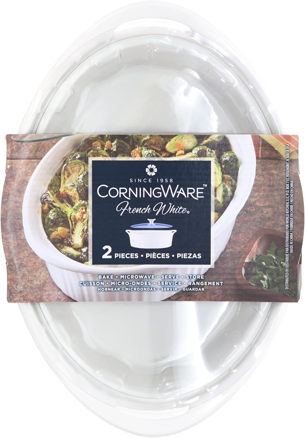 CorningWare French White 2.5-quart Oval Casserole with Glass Lid X3407