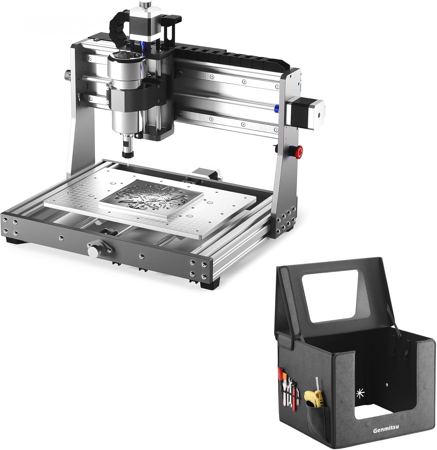 Genmitsu 3020-PRO MAX V2 CNC Router Machine Upgraded 3 Axis Engraver + KABA Fold CNC Enclosure, 520 x 475 x 405mm