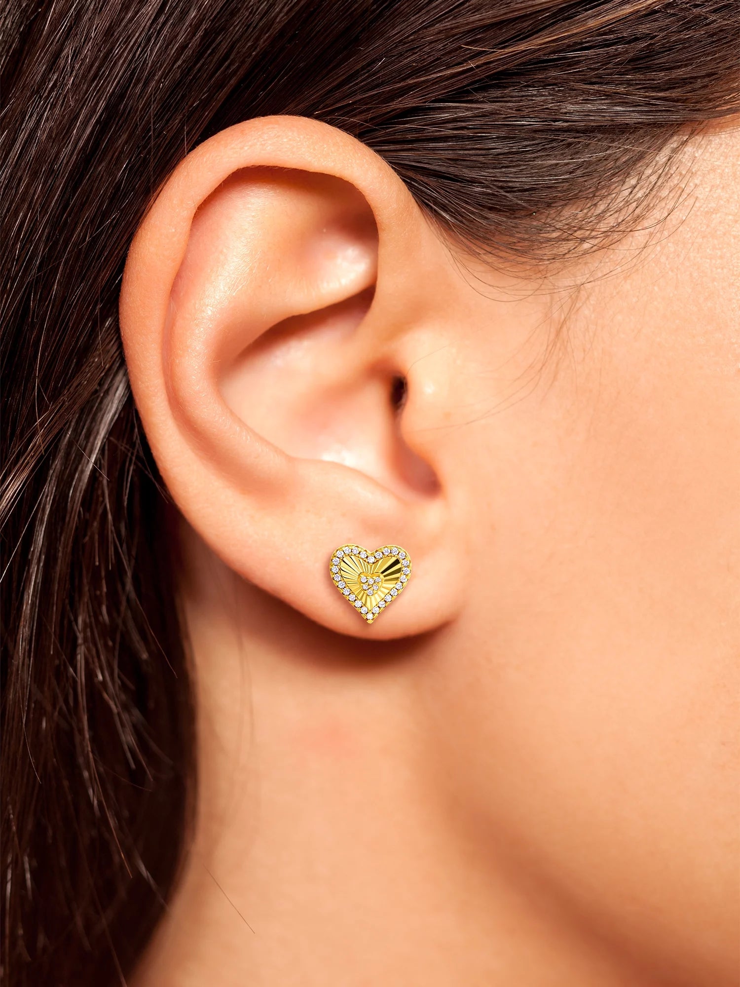 JS Jessica Simpson Women’s Sterling Silver CZ Heart Stud Earring F792920