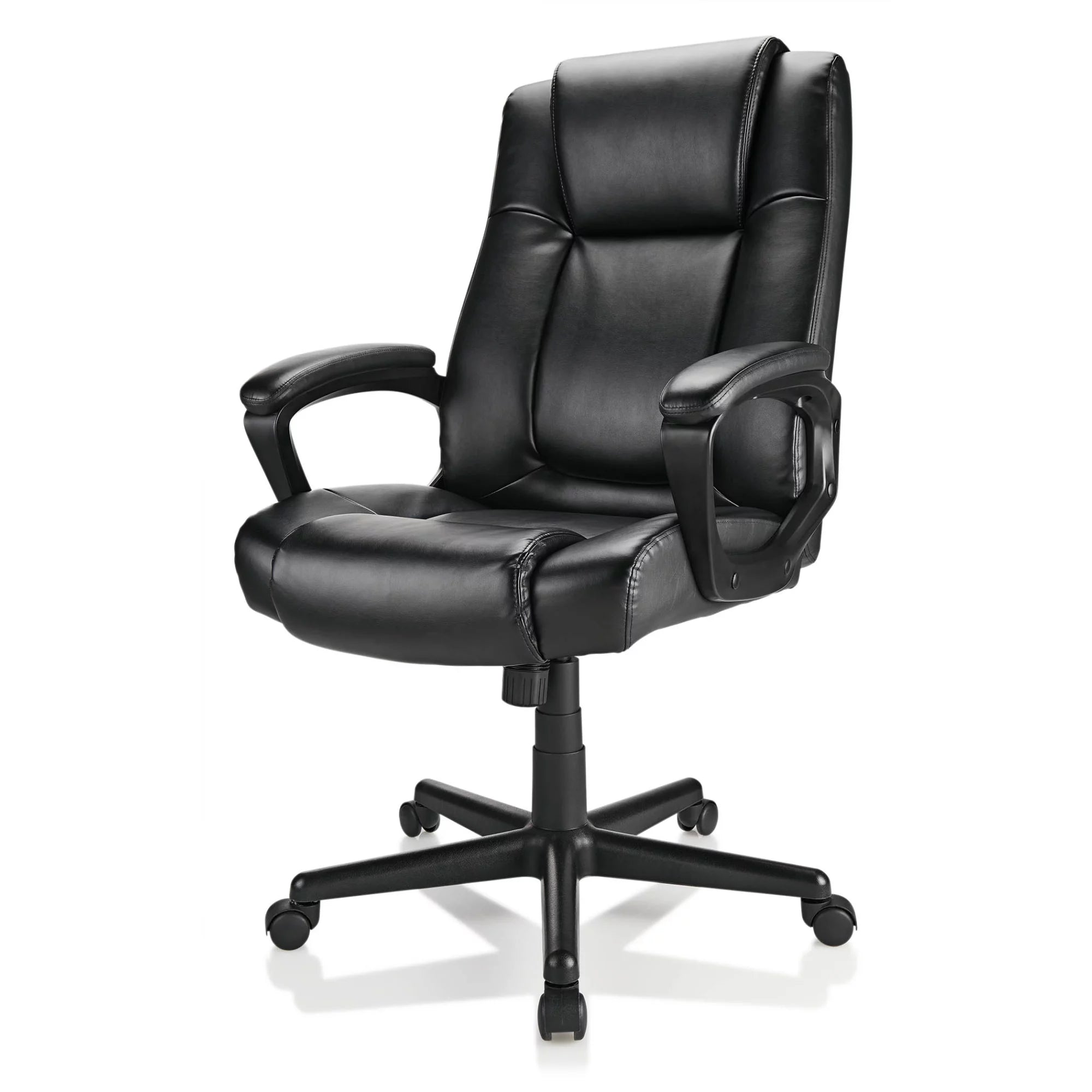 Realspace Hurston Bonded Leather High-Back Executive Chair, Black F64468
