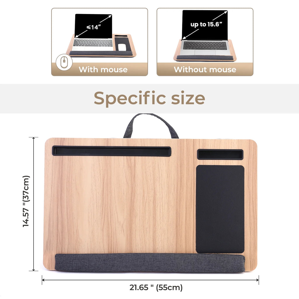 Lap Desk with Wrist Rest, Mouse Pad and Phone Holder, Fits 15.6" Laptop U283