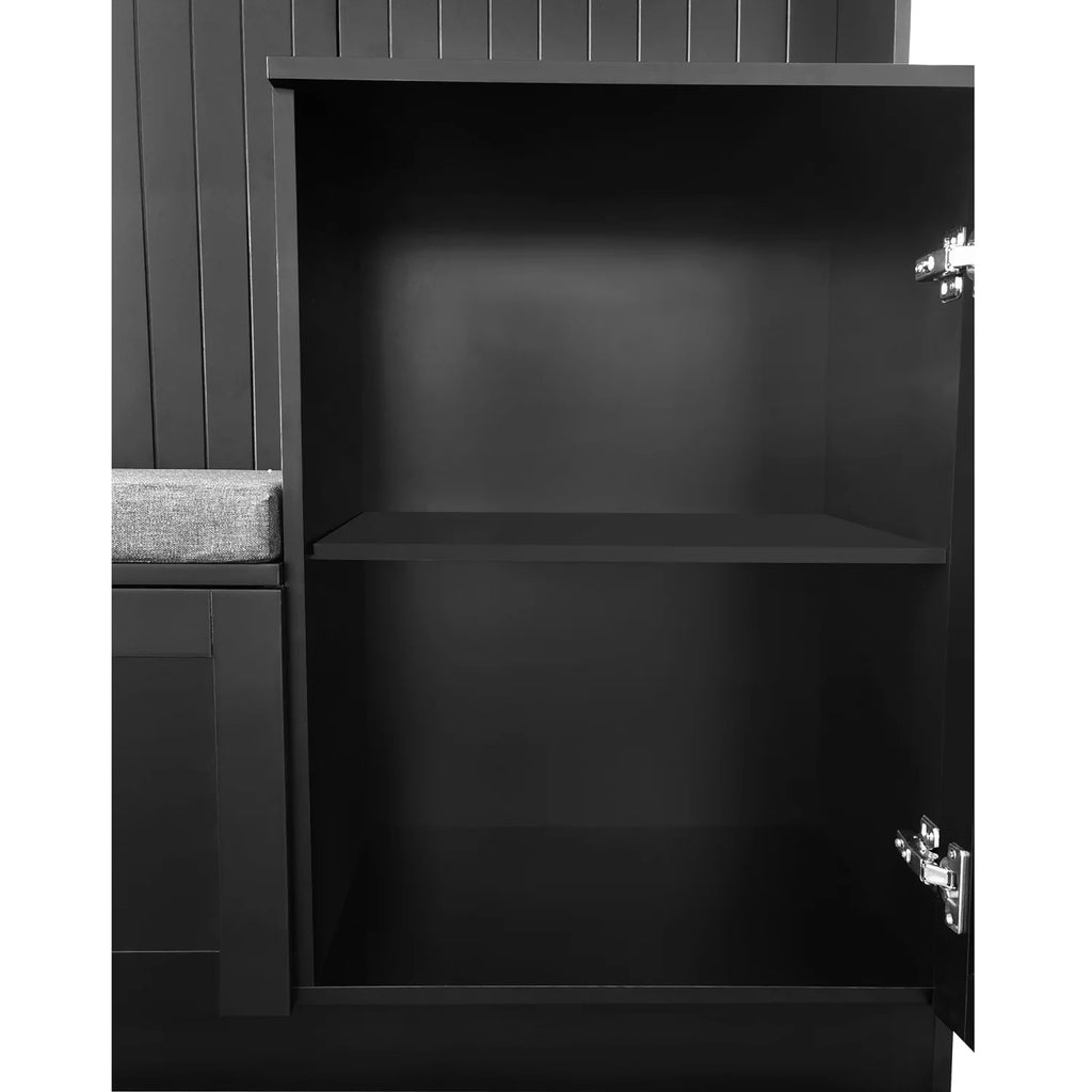Churanty 4-in-1 Hall Tree with Bench, Shoe Storage and Coat Rack, Black N313634