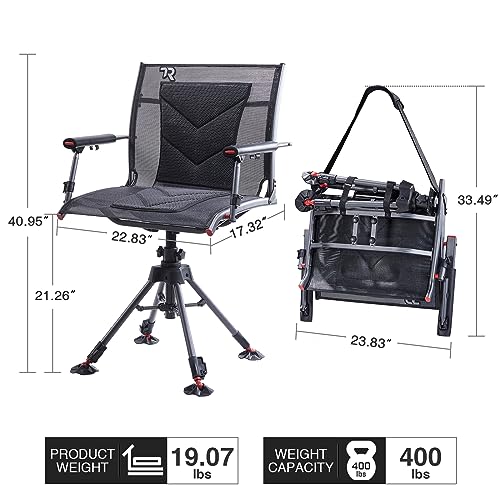 TR 360 Degree Swivel Hunting Chair 400 lbs Capacity Height Adjustable W340022