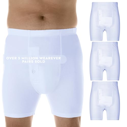 Wearever Men’s Incontinence Boxer Brief for Bladder Control with Regular Absorbency - Reusable & Washable Leak Proof Underwear for Men (Single Pair)