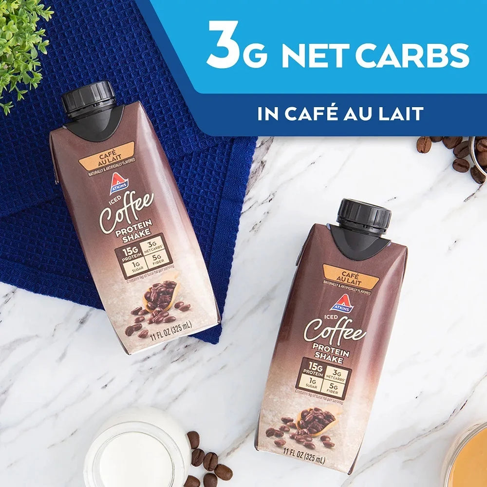 Atkins Gluten Free Protein Shake, Café Au Lait, 15 pk. D862