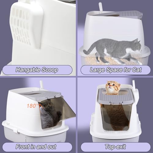 Sunexinlo Cat Litter Box Enclosed with Lid, Large Drawer Type, Grey O3011