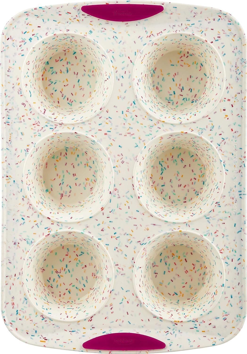 Trudeau Confetti Silicone 6-Cavity Jumbo Muffin Mold Q832