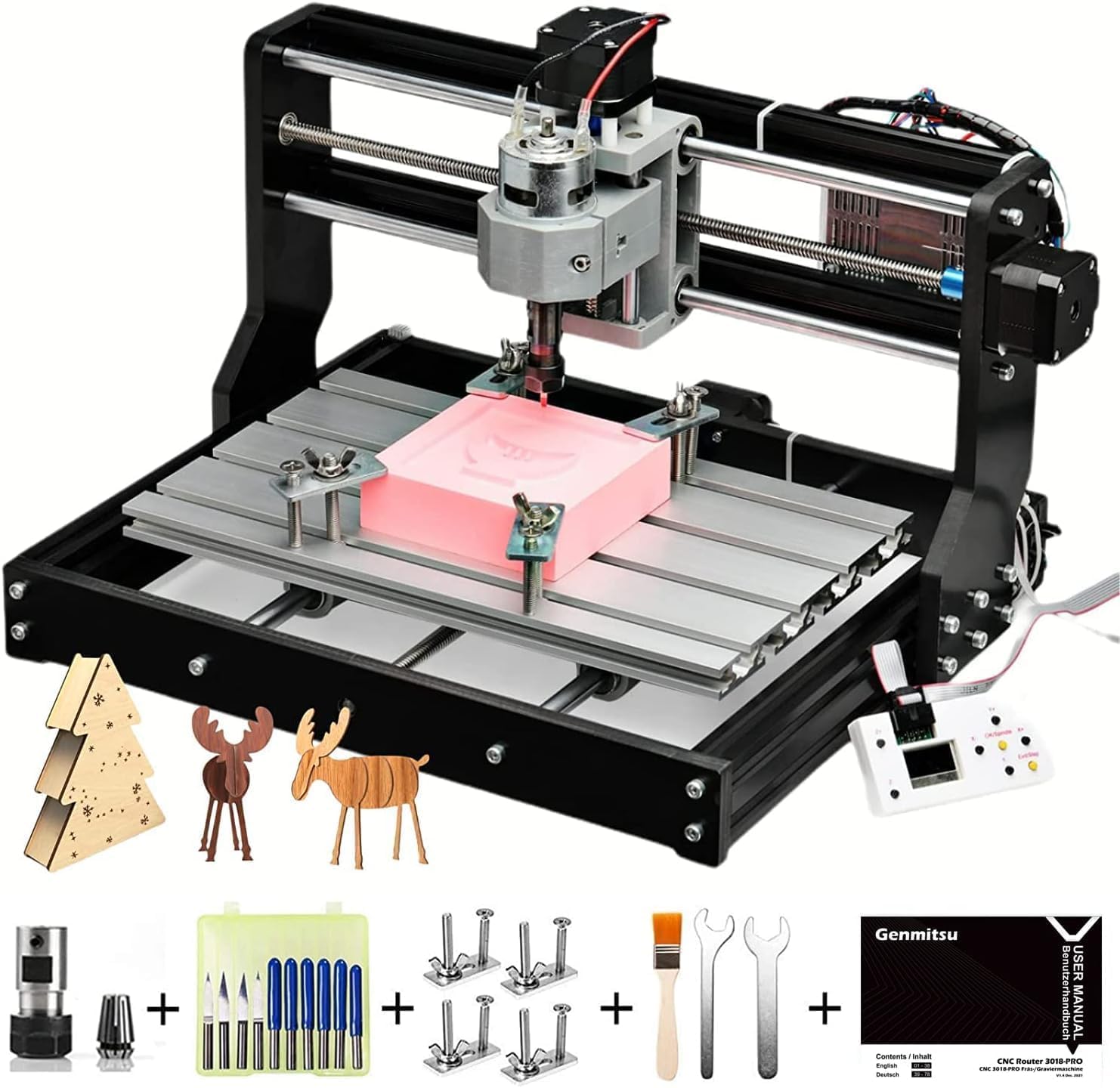 CNC 3018-PRO Router Kit GRBL Control 3 Axis Plastic Acrylic PCB PVC Wood Carving Milling Engraving Machine, XYZ Working Area 300x180x45mm