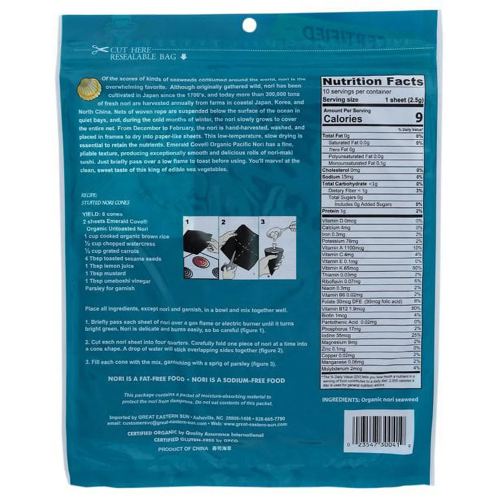 Emerald Cove Organic Pacific Nori Sheets 0.9 oz, 2 Pack Z445292