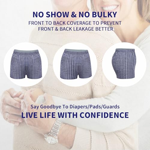 Washable Incontinence Boxer Briefs for Men, Leak Proof, 2 Pack H99755